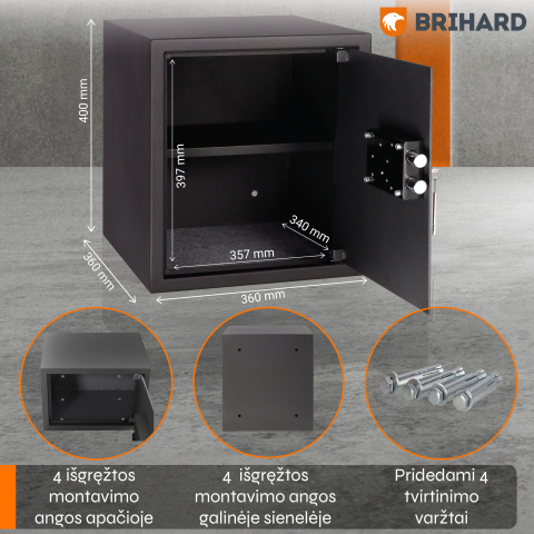 Brihard Business K Black Pearl baldų seifas