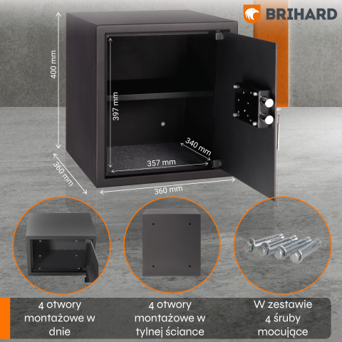 Brihard Business K Black Pearl baldų seifas