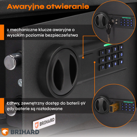 Brihard Business LED E Black Pearl baldų seifas