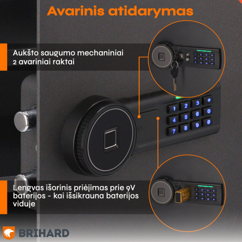 Brihard Business XL Biometric Black Pearl biuro seifas