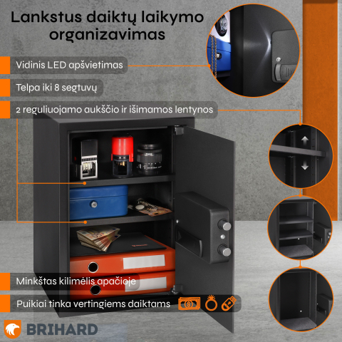 Brihard Business XL Biometric Black Pearl biuro seifas