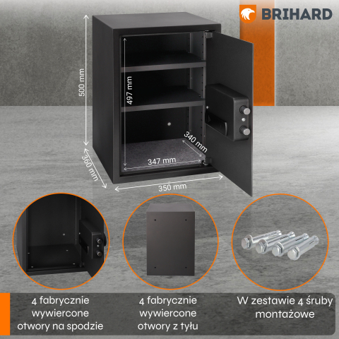 Brihard Business XL Biometric Black Pearl biuro seifas