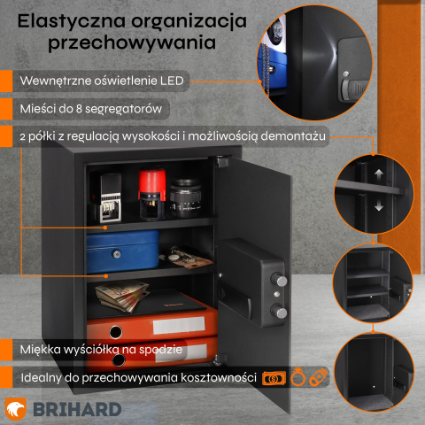 Brihard Business XL Biometric Black Pearl biuro seifas