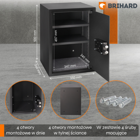 Brihard Business XL K Black Pearl biuro seifas