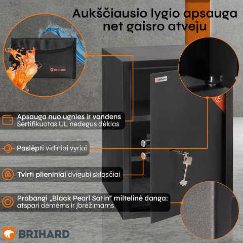 Brihard Business XL K Black Pearl biuro seifas