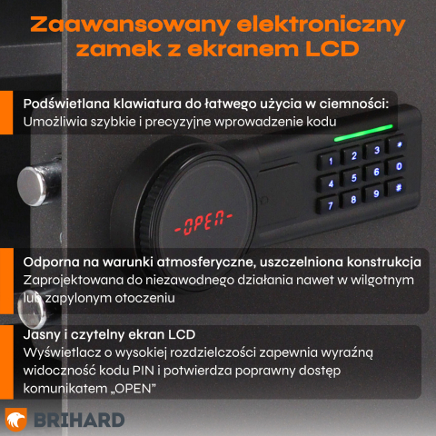 Brihard Business XL LCD E Black Pearl biuro seifas