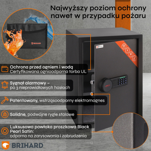 Brihard Business XL LCD E Black Pearl biuro seifas