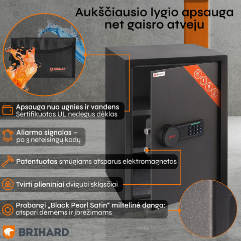 Brihard Business XL LCD E Black Pearl biuro seifas