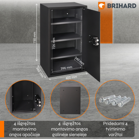 Brihard Business XXL K Black Pearl biuro seifas