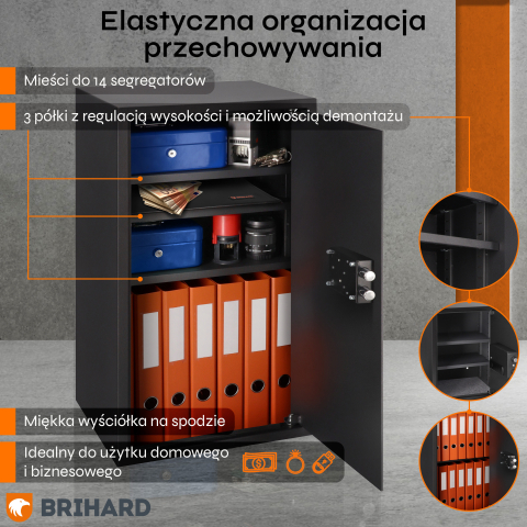 Brihard Business XXL K Black Pearl biuro seifas