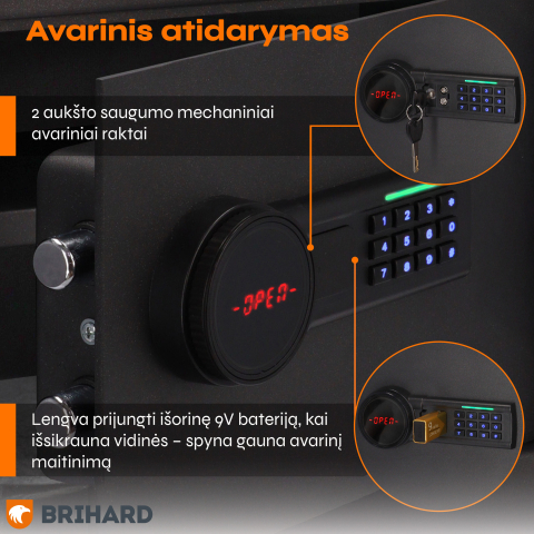 Brihard Business XXL LCD E Black Pearl biuro seifas