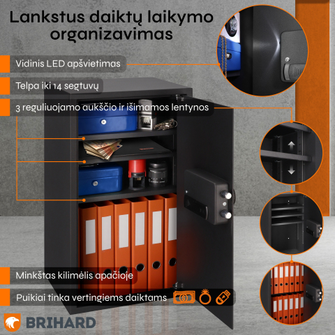 Brihard Business XXL LCD E Black Pearl biuro seifas