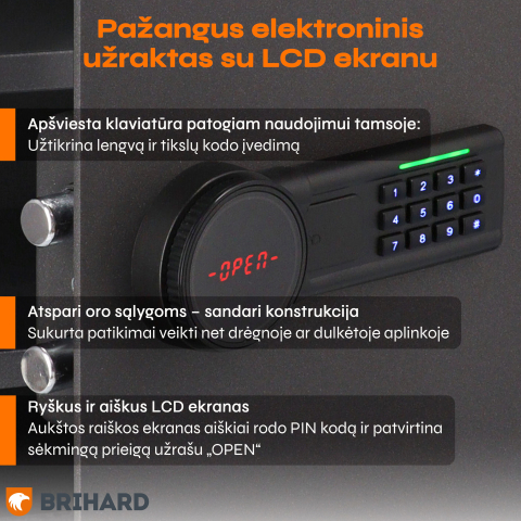 Brihard Business XXL LCD E Black Pearl biuro seifas