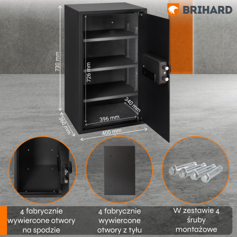 Brihard Business XXL LCD E Black Pearl biuro seifas