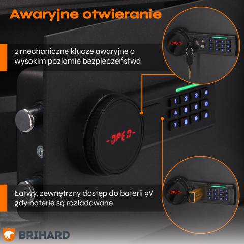 Brihard Business XXL LCD E Black Pearl biuro seifas