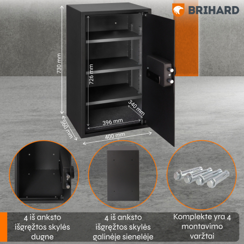 Brihard Business XXL LCD E Black Pearl biuro seifas