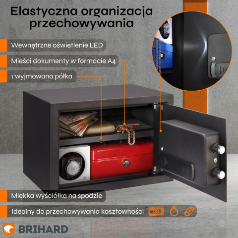 Brihard Family Biometric Black Pearl baldų seifas