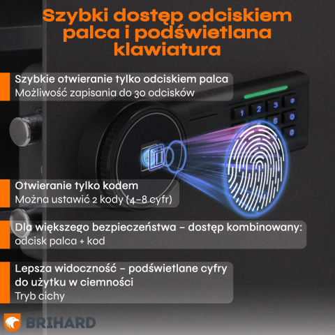Brihard Family Biometric Black Pearl baldų seifas