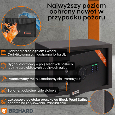 Brihard Family Biometric Black Pearl baldų seifas