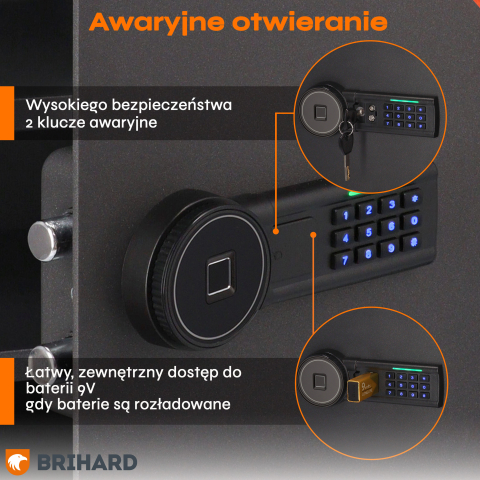 Brihard Family Biometric Black Pearl baldų seifas