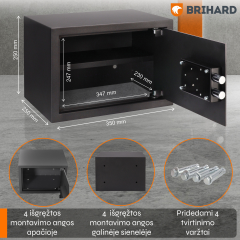 Brihard Family K Black Pearl baldų seifas