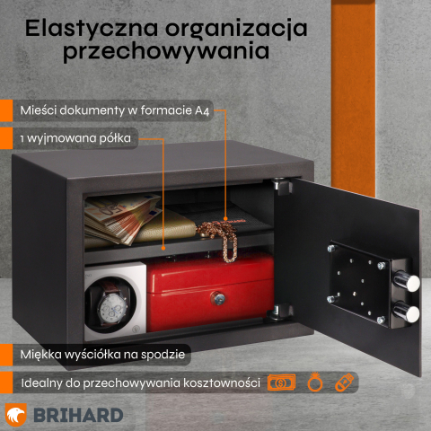 Brihard Family K Black Pearl baldų seifas