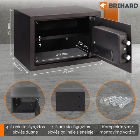 Brihard Family LCD Black Pearl baldų seifas