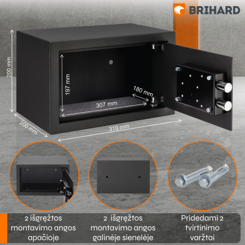 Brihard Home K Black Pearl baldų seifas