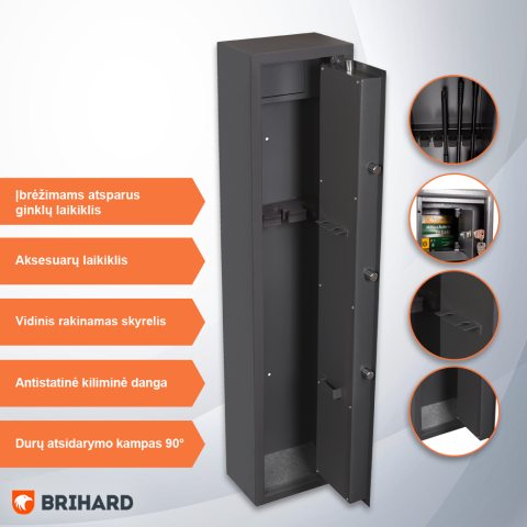 BRIHARD HUNTER 3 K ginklų seifas 3 šautuvams