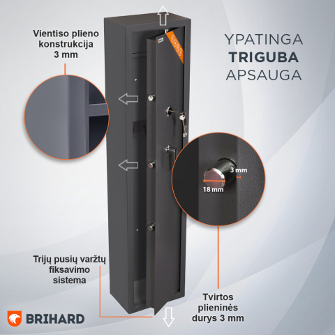 BRIHARD HUNTER 3 K ginklų seifas 3 šautuvams