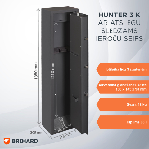 BRIHARD HUNTER 3 K ginklų seifas 3 šautuvams