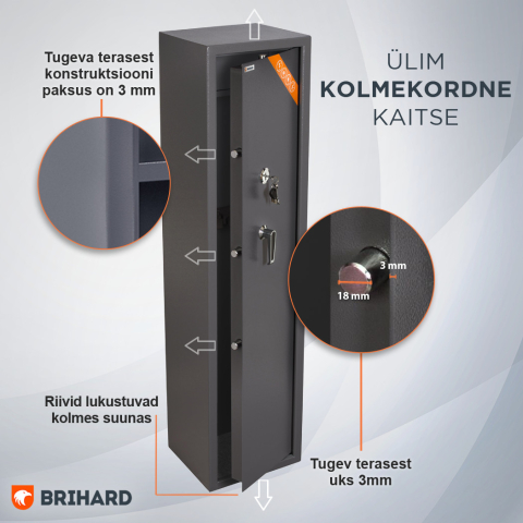 BRIHARD HUNTER 5 K šautuvų seifas 5 ginklams
