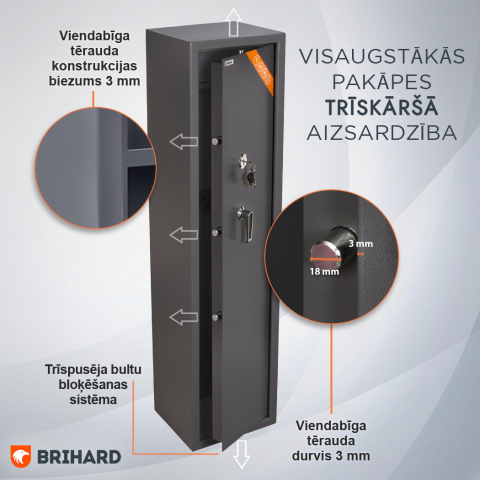 BRIHARD HUNTER 5 K šautuvų seifas 5 ginklams