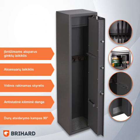 BRIHARD HUNTER 5 K šautuvų seifas 5 ginklams