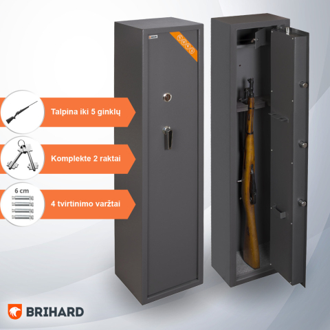 BRIHARD HUNTER 5 K šautuvų seifas 5 ginklams