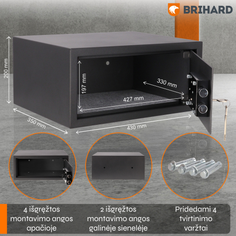 Brihard Laptop K Black Pearl nešiojamųjų kompiuterių seifas