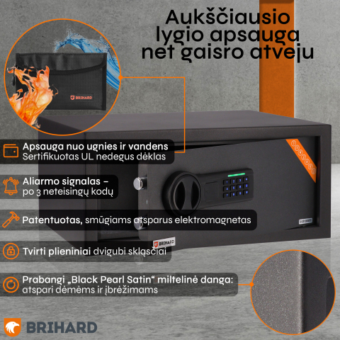 Brihard Laptop LED E Black Pearl nešiojamųjų kompiuterių seifas