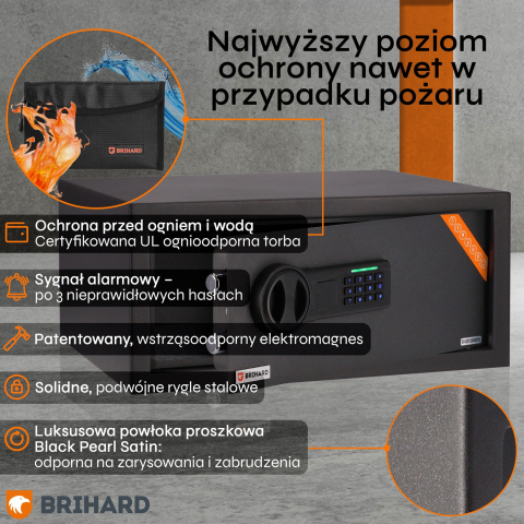 Brihard Laptop LED E Black Pearl nešiojamųjų kompiuterių seifas